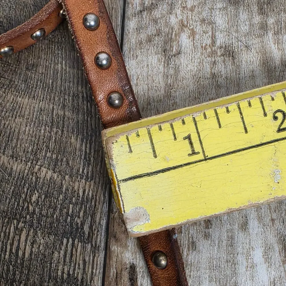 Y2K Brown Studded Leather Skinny Belt Boho Western Festival Distressed Vintage